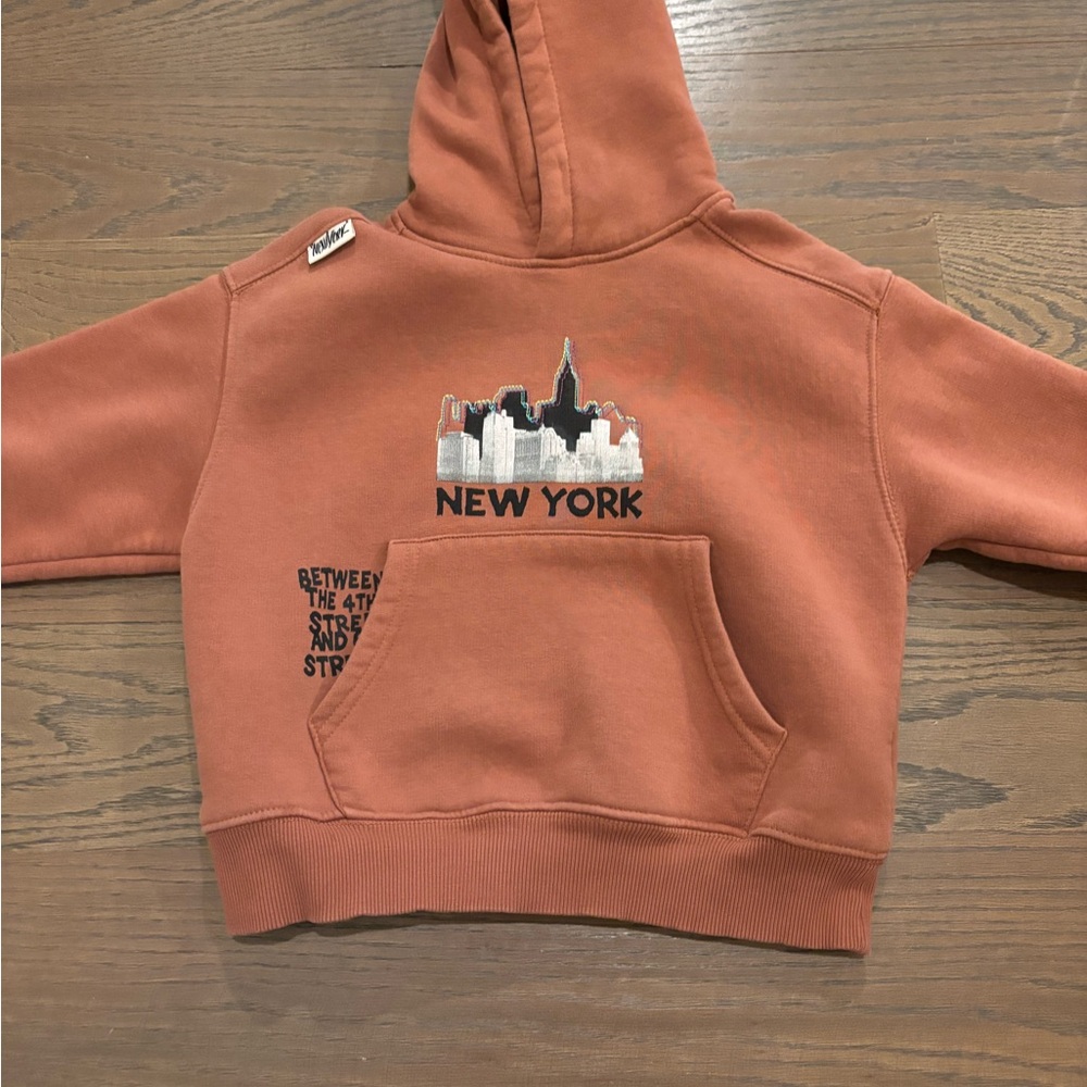 Zara boys size 6/7 hoodie brown “New York”